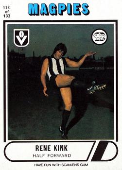 1976 Scanlens VFL #113 Rene Kink Front